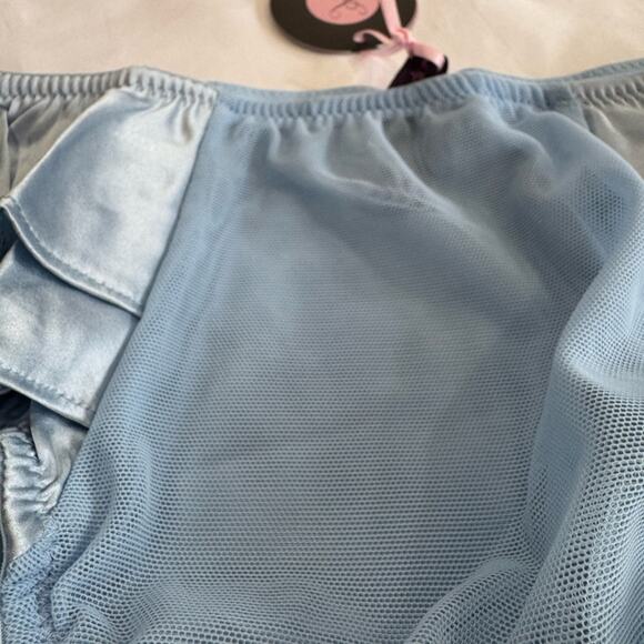 LIVIARA Silk stretch charmeuse ruffle Light Blue Bikini Bottoms NEW Size Medium - Picture 9 of 15